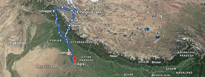 Ladakh Kashmir Bike Trip with Taj Mahal